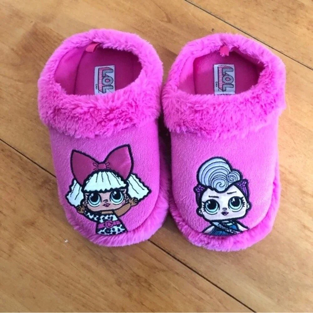 LOL Surprise Girls Pink Plush Slippers Diva Miss Punk Size 2-3